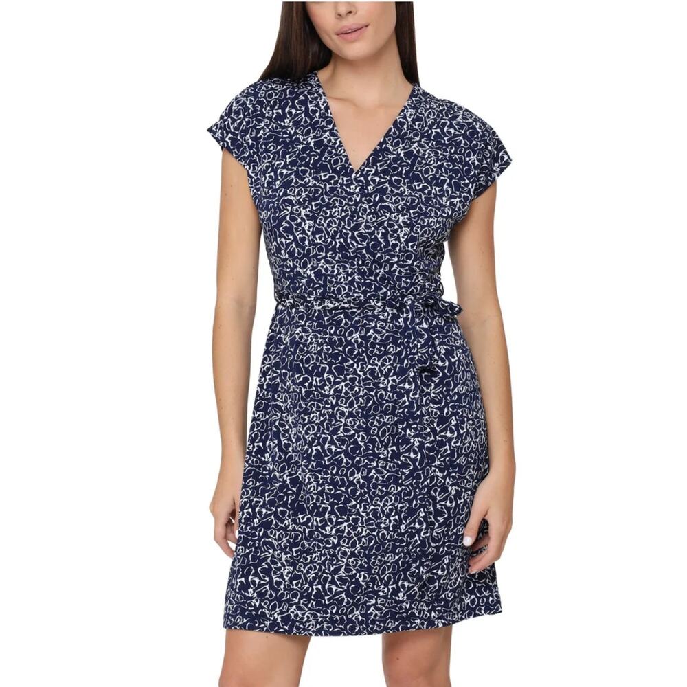 NWT Nicole Miller Women's Plus Floral Print V-Neck Faux Wrap Mini Dress